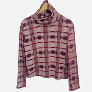 Ro & De Pink Plaid Cowl Neck top S